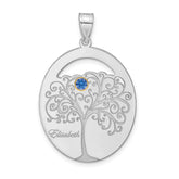 Sterling Silver/Rhod-plated 1 Birthstone with 14k Bezel Family Pendant